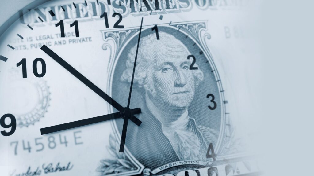 illustration of dollar bill and clock for article "will social security run out"