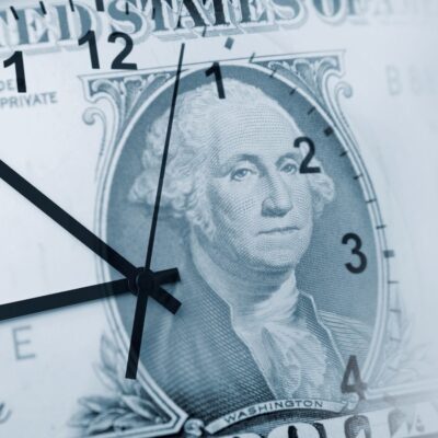 illustration of dollar bill and clock for article "will social security run out"